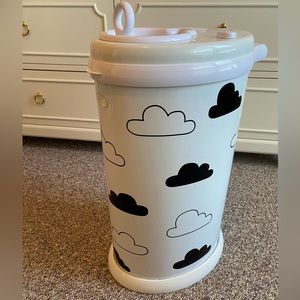 Ubbi Diaper Pail in black & white cloud